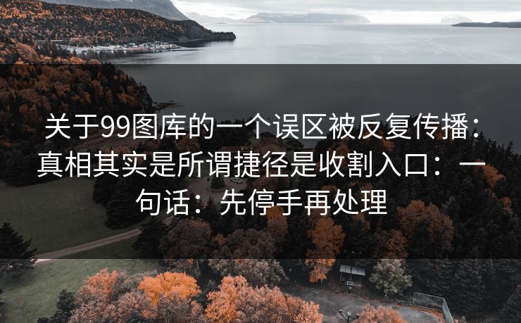 关于99图库的一个误区被反复传播：真相其实是所谓捷径是收割入口：一句话：先停手再处理