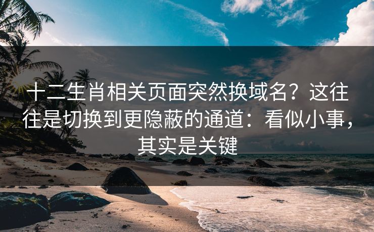十二生肖相关页面突然换域名？这往往是切换到更隐蔽的通道：看似小事，其实是关键